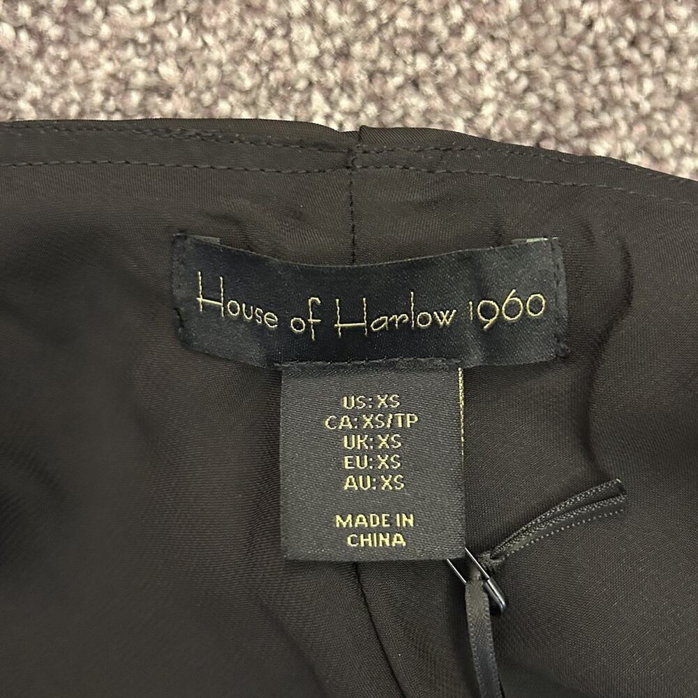 House of Harlow Women's Satin Lace Dress Asymmetrical Black Side Zip Size XS NWT - Picture 13 of 16